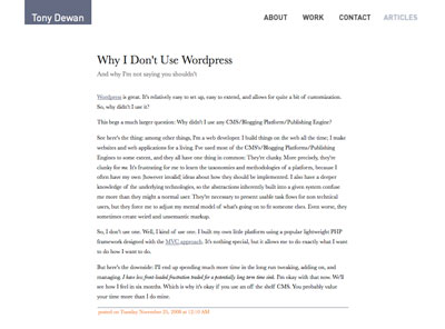 View of 'Why I Don't Use Wordpress'